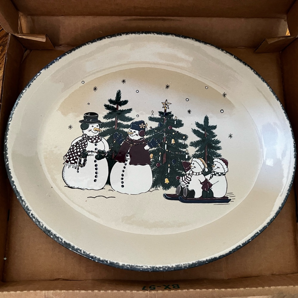 Home and Garden Party Snowman Platter